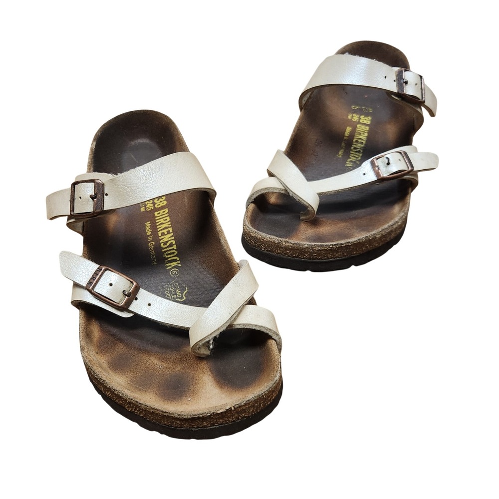 Birkenstock Mayari Birko-Flor Sandals Silver Gray‎ Womens Size 7 EU 38 L7 M5